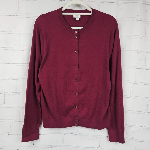 J Crew Button Up Cardigan Sweater Burgundy Red Womens XL Long Sleeve Re-imagined - Picture 1 of 14